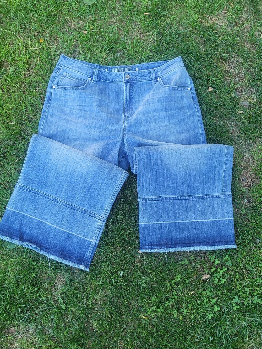 Jennifer Lopez Wide Leg Crop Denim Pants Womens Size 16